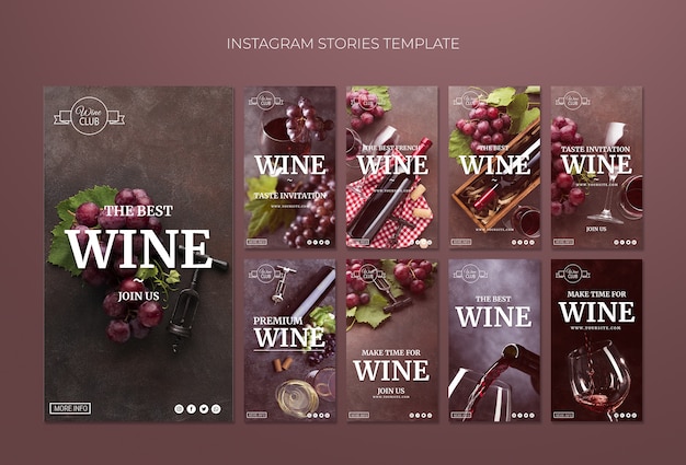 PSD grátis modelo de histórias do instagram de degustação de vinhos