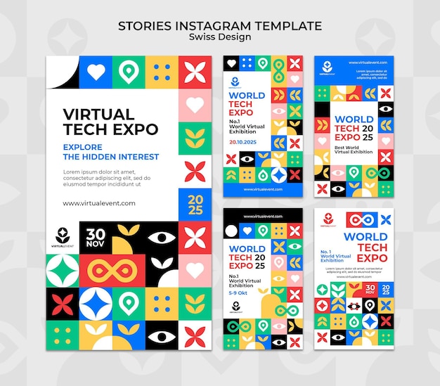 PSD grátis modelo de histórias instagram de design suíço