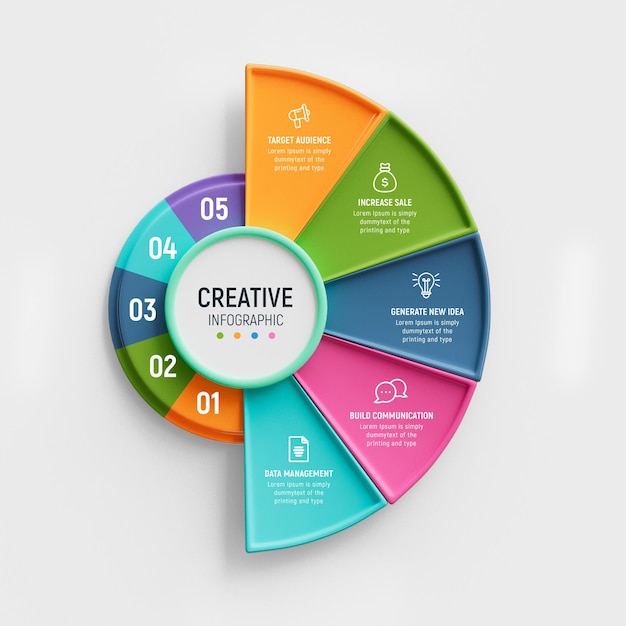 PSD grátis modelo de infográfico de negócios de 5 etapas