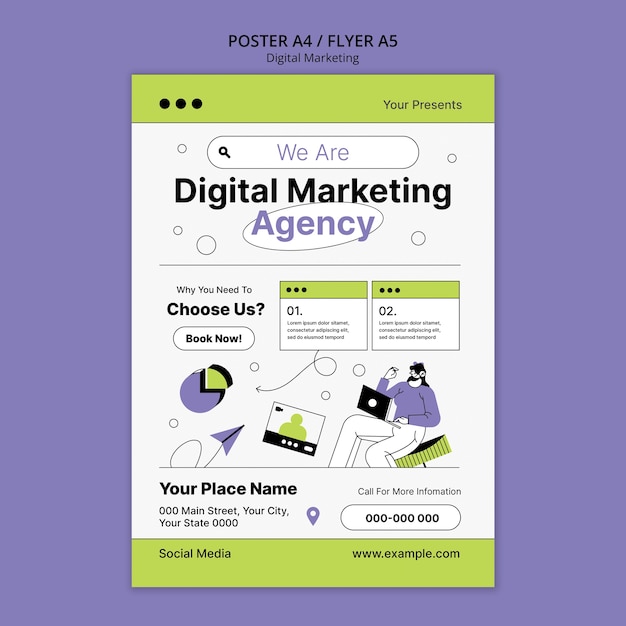 Modelo de marketing digital de design plano