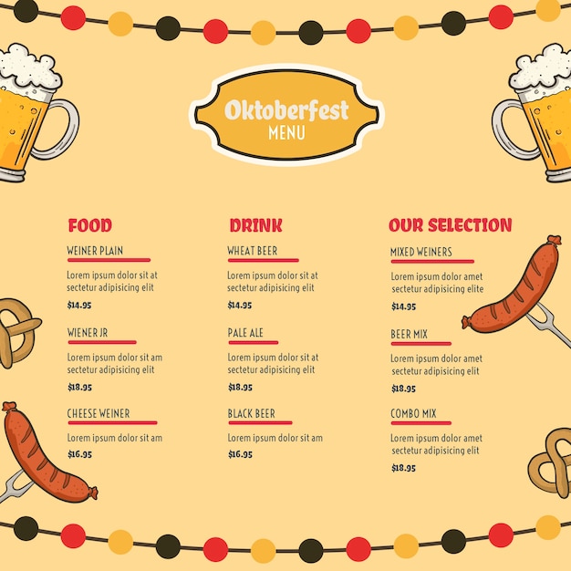 PSD grátis modelo de menu da oktoberfest