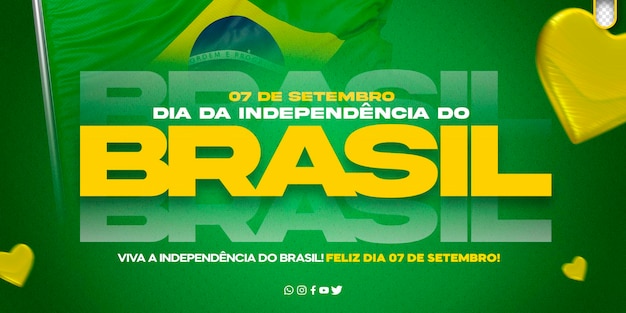 PSD grátis modelo de mídia social 7 de setembro dia da independência do brasil independencia do brasil