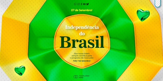 PSD grátis modelo de mídia social comemoração 7 de setembro independência do brasil independência do brasil