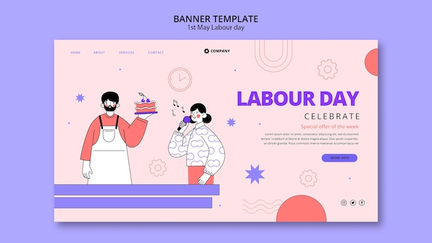 PSD grátis modelo de página de destino da celebração do dia do trabalho
