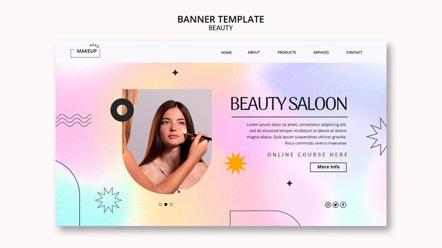 Modelo de página de destino de beleza com cores pastel gradientes