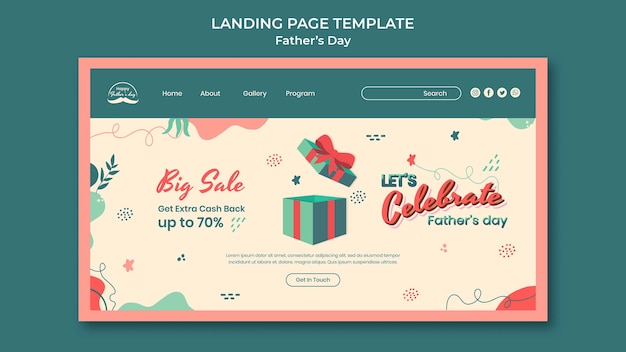 PSD grátis modelo de página de destino de design do dia dos pais