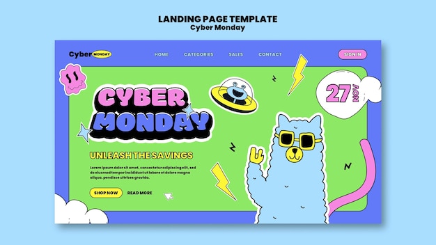 PSD grátis modelo de página de destino para vendas na cyber monday