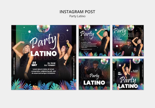 PSD grátis modelo de postagens de instagram de festas latinas