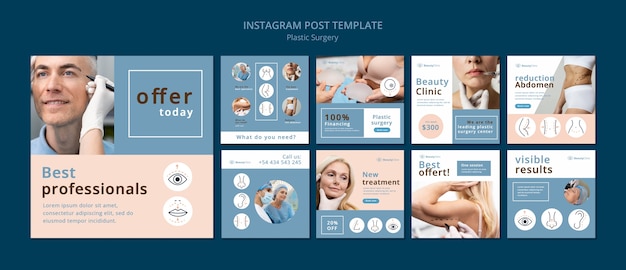 Modelo de postagens do instagram de cirurgia plástica