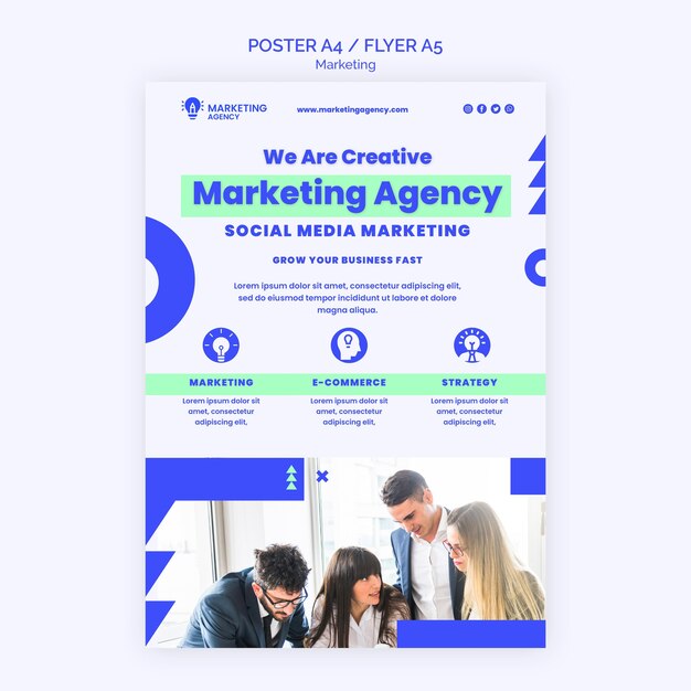 Modelo de pôster de agência de marketing