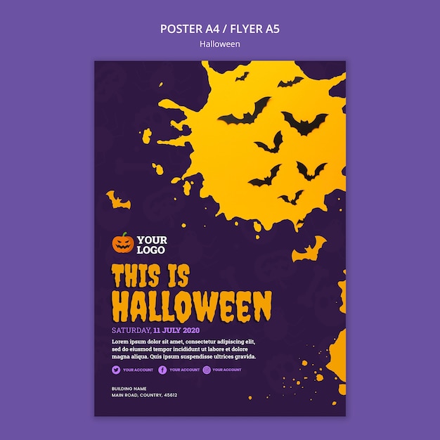 PSD grátis modelo de pôster de festa de halloween