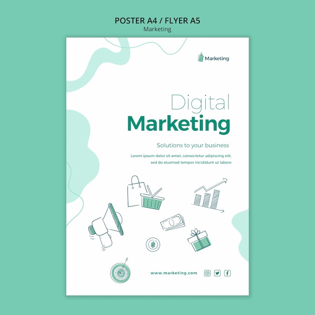 Modelo de pôster vertical de negócios de marketing e publicidade