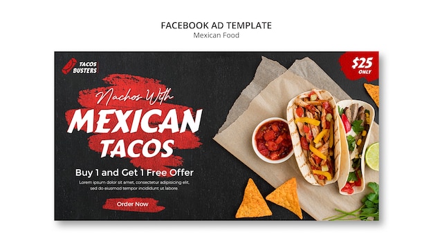 Modelo de promoção de mídia social de restaurante de comida mexicana