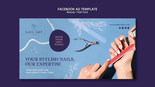 Modelo de promoção de mídia social para cuidados com as unhas