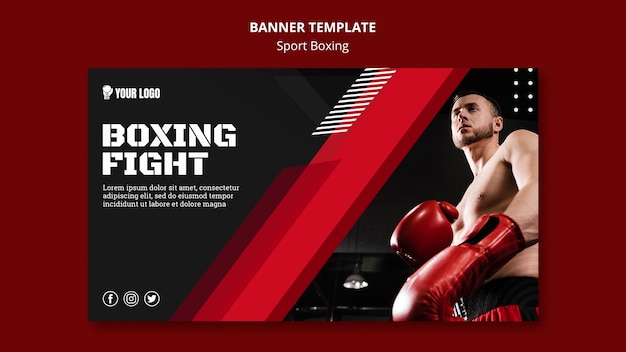 Modelo de web de banner de luta de boxe