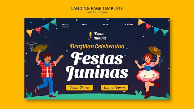 Página de destino da celebração das festas juninas