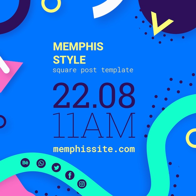 PSD grátis plano de fundo azul estilo memphis