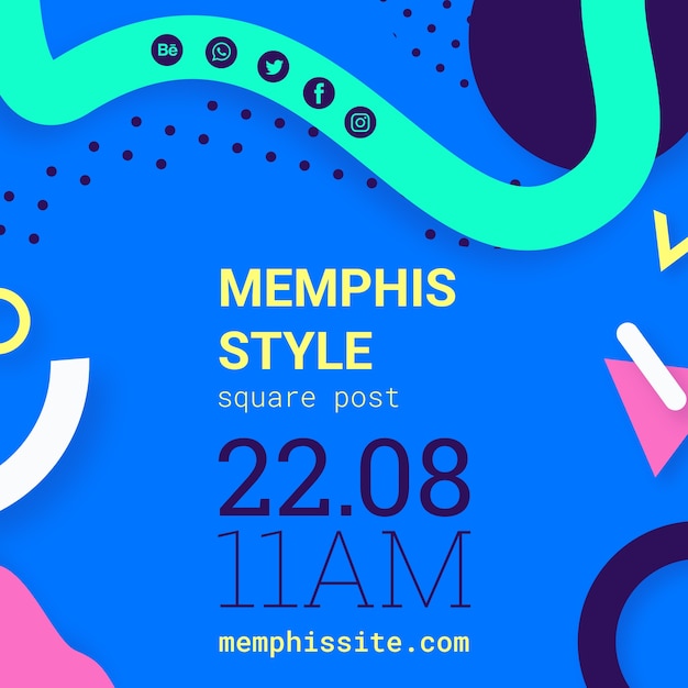 PSD grátis plano de fundo azul estilo memphis