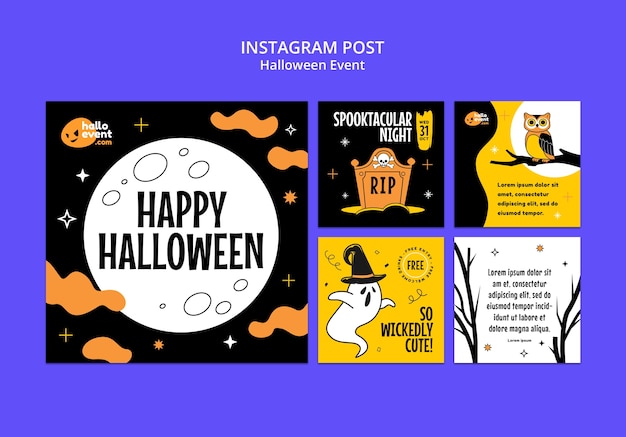 PSD grátis postagem de instagram de celebração de halloween