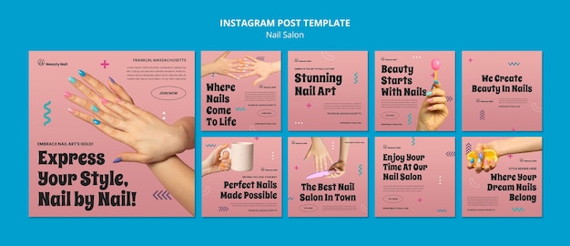 Postagens de instagram de salão de beleza de design plano