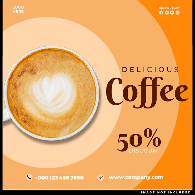 PSD grátis promoção de menus de bebidas de cafés em mídias sociais design de modelo de banner de postagem no instagram