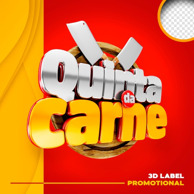 PSD grátis promoção de supermercado de carne de quinta-feira logotipo 3d quinta da carne no brasil