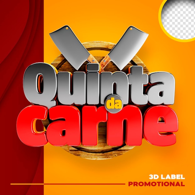 PSD grátis promoção de supermercado de carne de quinta-feira logotipo 3d quinta da carne no brasil