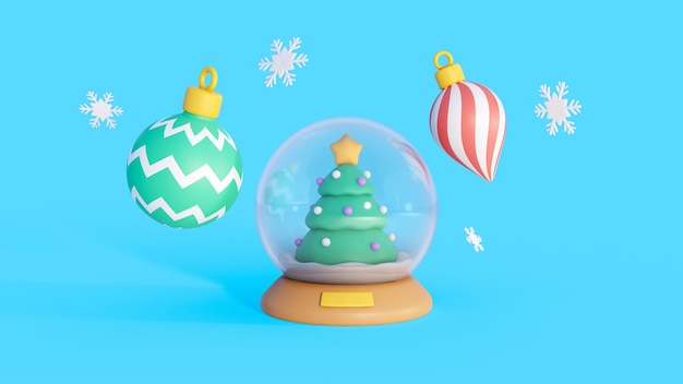 renderização 3D de fundo de natal com ícones