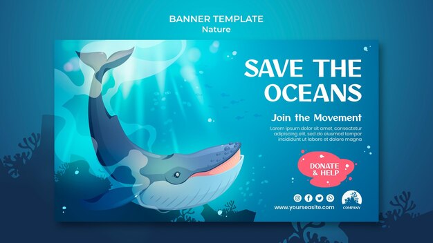 Salve o modelo de banner dos oceanos