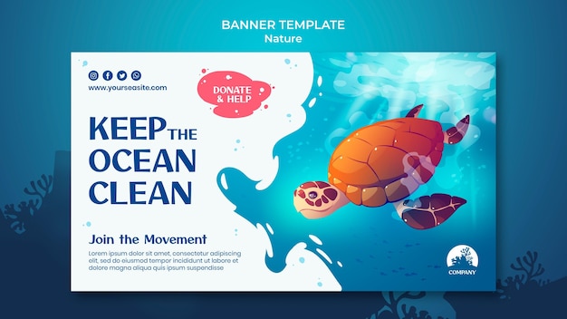 Salve o modelo de banner dos oceanos