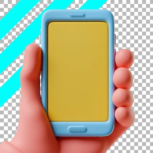 PSD grátis smartphone de desenho animado com caixa azul em fundo transparente