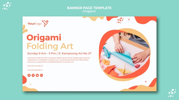 Tema de modelo de banner de origami