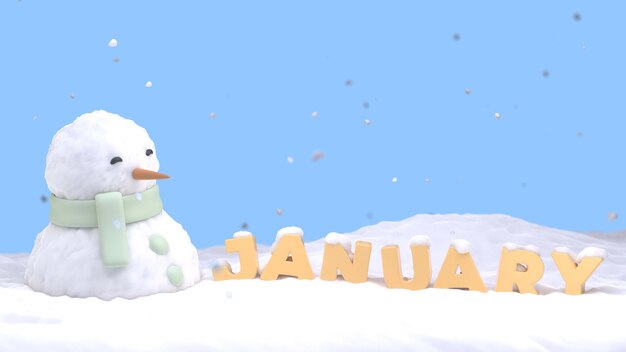 Temporada de janeiro com boneco de neve