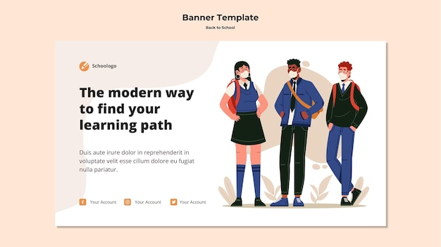 PSD grátis volta para o modelo de banner de escola
