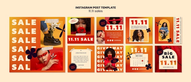 PSD 11.11 vendita flash modello di post instagram