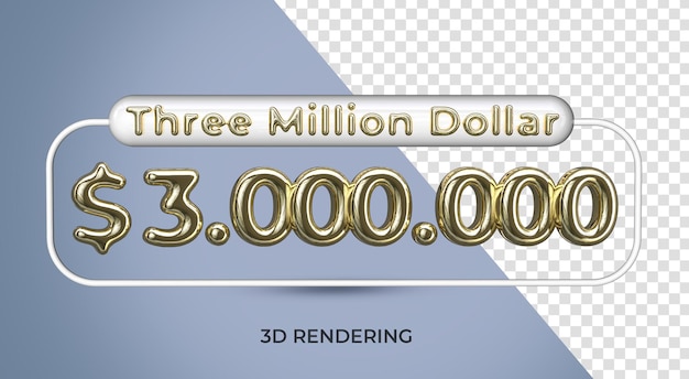 PSD 3-millionen-dollar-plakatdesign mit goldfarbenem 3d-rendering