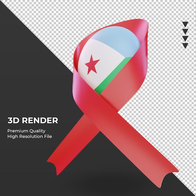 3D aids day Djibouti flag render view right view