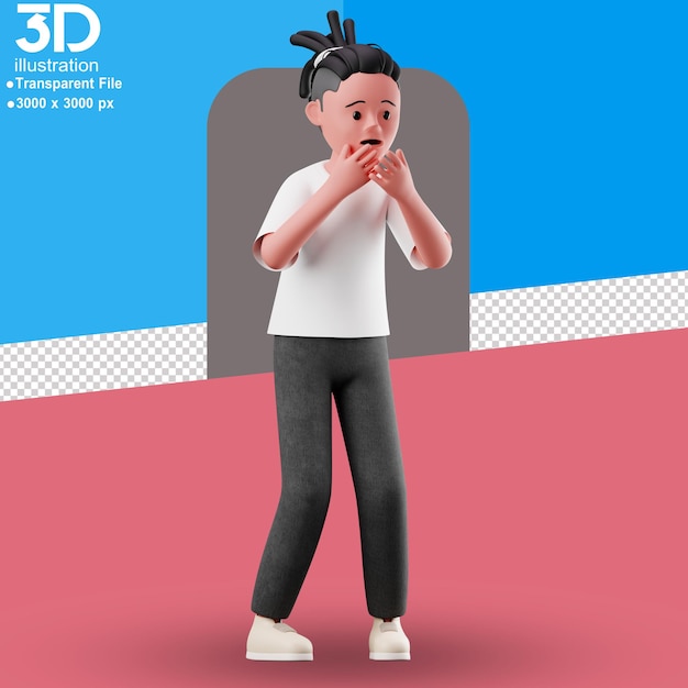 3D-Angst 3D-Illustration 3D-Charakter auf isoliertem Hintergrund PNG