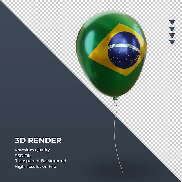 PSD 3d ballon brasilien flagge realistische folienwiedergabe linke ansicht