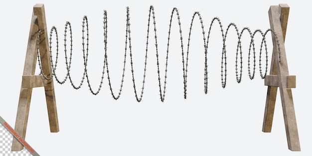 PSD 3d-bild eines stacheldrahtzauns