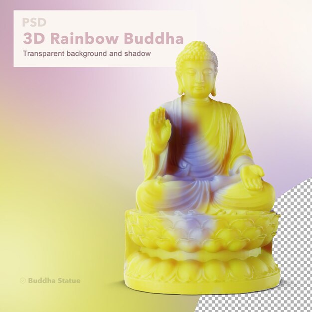 PSD 3d-buddha-statue in regenbogenfarbe