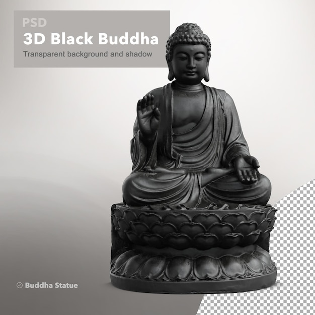 3D-Buddha-Statue in Schwarz