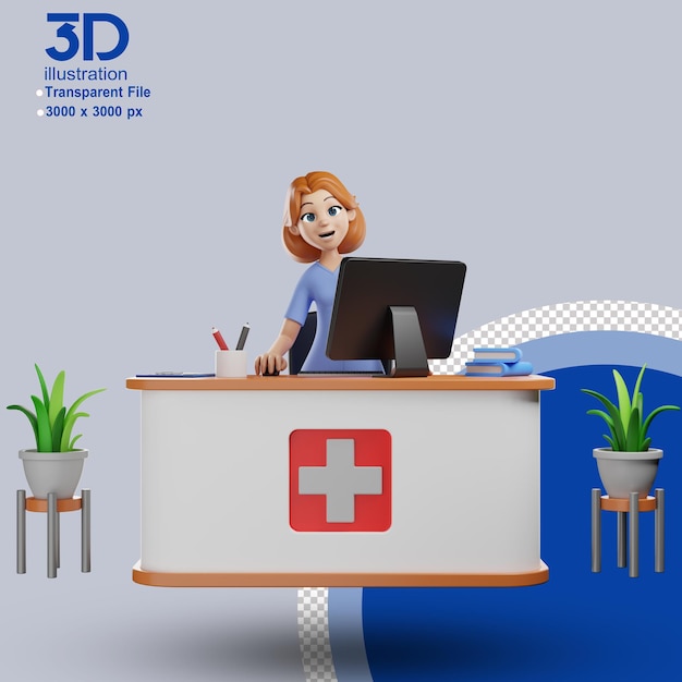 3D-Charakter Krankenschwester 3D-Illustration Zeichentrickfigur PNG-Bilder