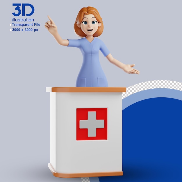 3D-Charakter Krankenschwester 3D-Illustration Zeichentrickfigur PNG-Bilder