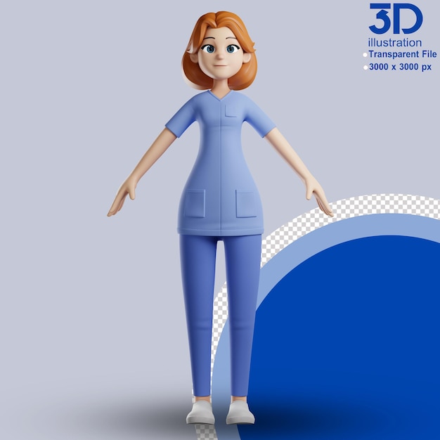 3D-Charakter Krankenschwester 3D-Illustration Zeichentrickfigur PNG-Bilder