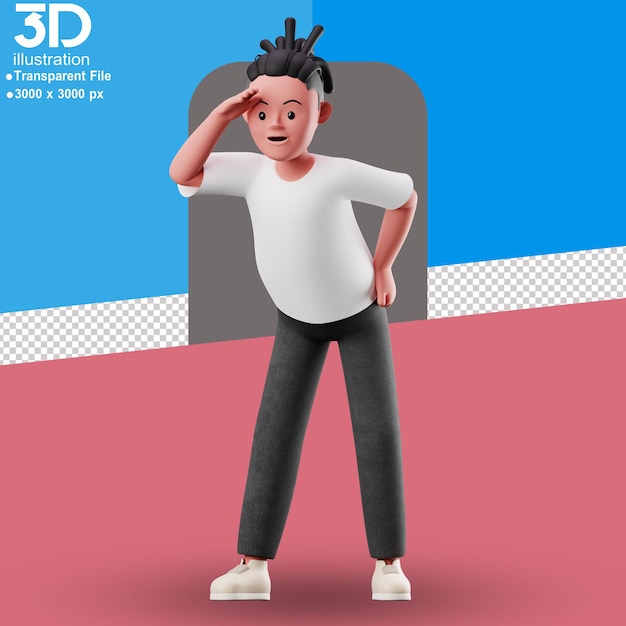 3D-Charakter mit 3D-Illustration auf isoliertem Hintergrund PNG