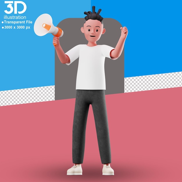 3D-Charakter mit Toa 3D-Illustration auf isoliertem Hintergrund PNG