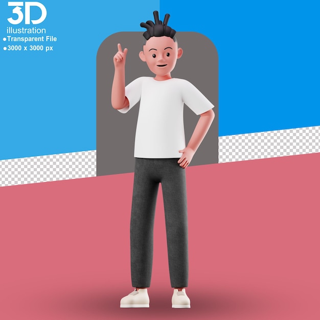 3D-Charakter zeigt 3D-Illustration auf isoliertem Hintergrund PNG