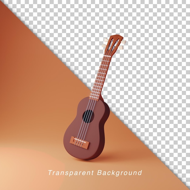 PSD 3d-darstellung braune ukulele-gitarre sommerreise