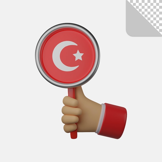 3D-Darstellung der Hand, die die Türkei-Flagge hält